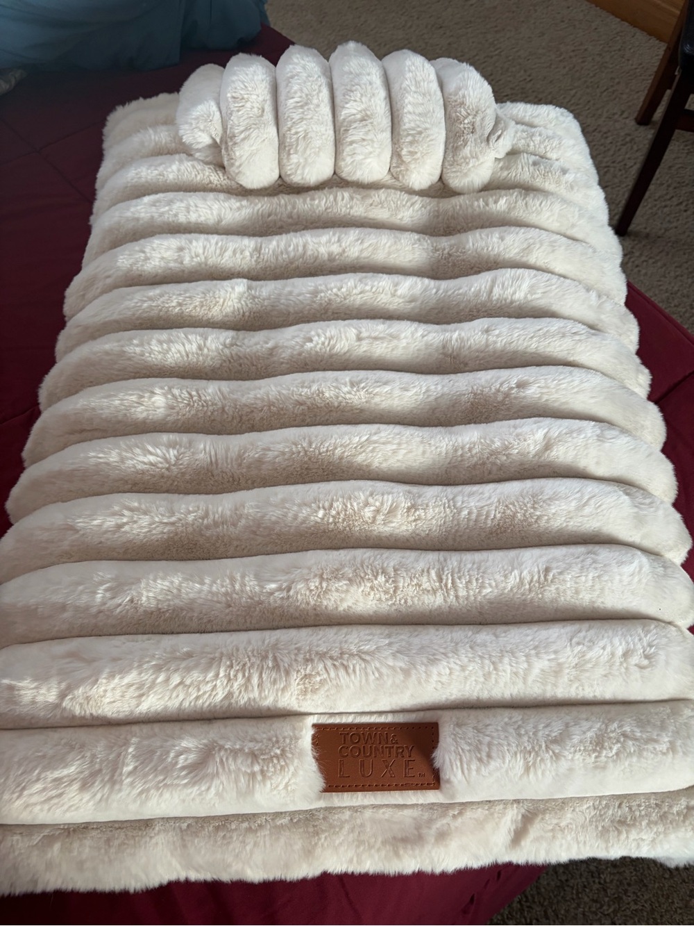 Cream Plush Cuddle Dog Bed